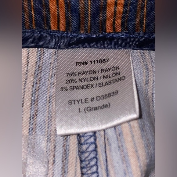 Dazz Stripe Skinny High Waist Pull-On Pants Women L Boho Hippie Festive NEW - Picture 9 of 11